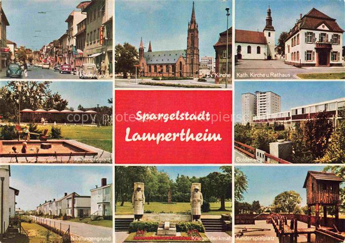 Lampertheim Bergstrasse Kaiserstrasse Ev-Kirche Kath-Kirche Rathaus Kinderspielp
