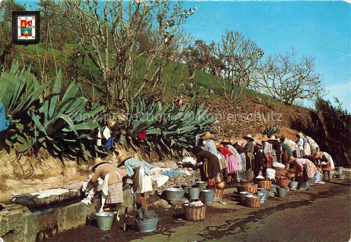 Valleseco Gran Canaria ES Lavanderas Wascherinnen Agave Korb Brunnen Tracht Waes