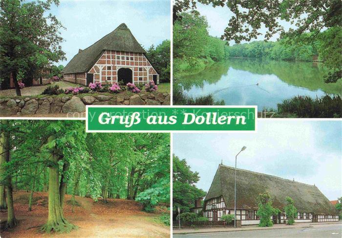Dollern Stade Niedersachsen Fachwerkhaus Reetdach Teich Buchenwald Strassenansic