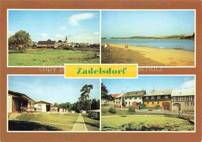 Zadelsdorf GREIZ Thueringen Strandbad Bungalowdorf Dorfkirche See Strand Fachwer
