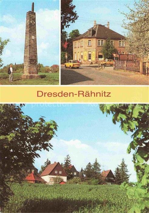 Raehnitz Dresden Sachsen Meridiansaeule Hellerstrasse Obelisk Strassenszene Haeu