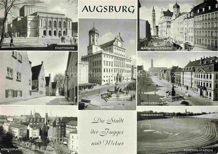 AUGSBURG CITY Stadttheater Maximilian-Strasse Fuggerei Rathaus Schaezler-Haus K