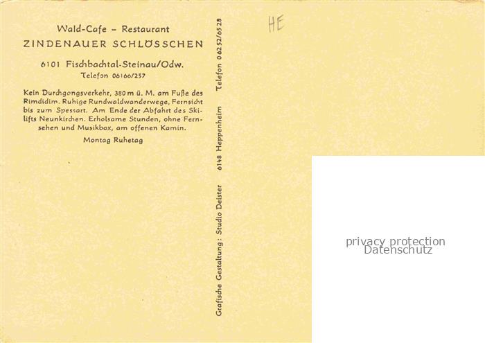 Steinau Fischbachtal Odenwald Hessen Zindenauer-Schloesschen Wald-Cafe Restauran – Bild 2