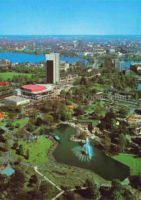 HAMBURG CITY Blick-vom-Fernsehturm Planten-un-Blomen Park Fontaene Alster Congr