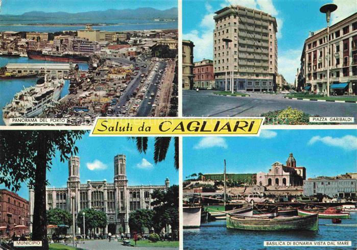 CAGLIARI Sardegna IT Panorama-del-Porto Piazza-Garibaldi Municipio Basilica-di-B