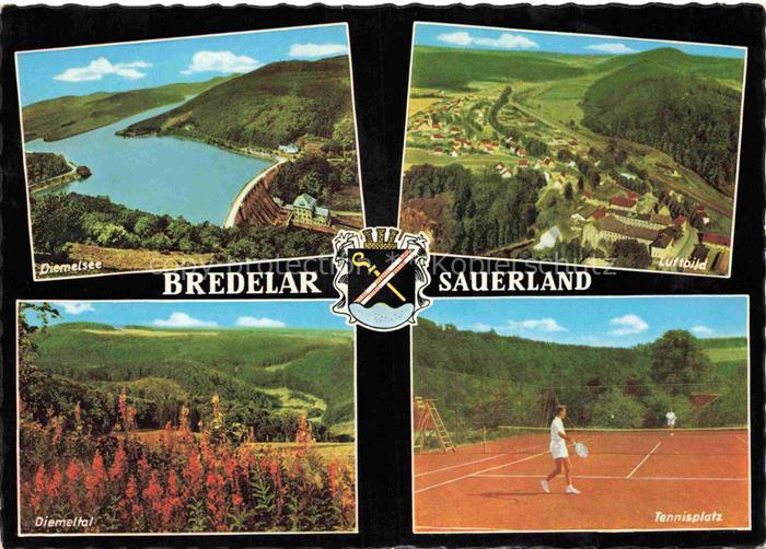 Bredelar Diemelsee Stausee Diemeltal Tennisplatz Ortschaft Sauerland Wald Luftbi