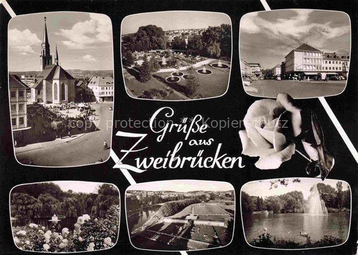 Zweibruecken Pfalz Kirche Marktplatz Rosengarten Stadtpark Schwimmbad Weiher Fon