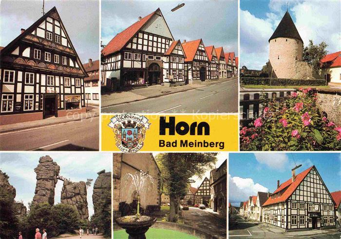 Horn-Bad Meinberg Externsteine Fachwerkhaus Turm Brunnen Altstadt Wappen
