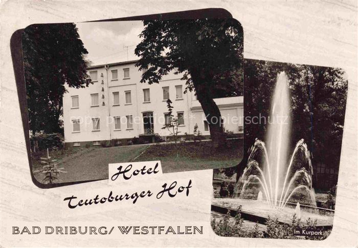 BAD DRIBURG NRW Hotel-Teutoburger-Hof Kurpark Springbrunnen Westfalen Hotelfassa