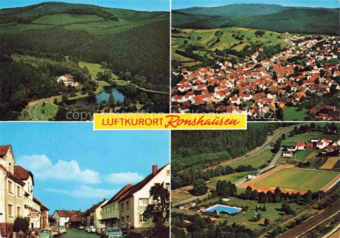 Ronshausen Hersfeld-Rotenburg Hessen Luftbild Ortschaft Wald Huegel Schwimmbad S