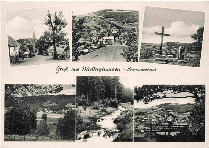 Duedinghausen Medebach Hochsauerlandkreis NRW Dorfstrasse Kirche Gipfelkreuz Bac