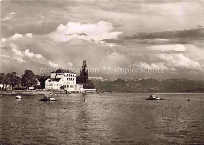 Langenargen Bodensee Bodensee Kurhotel Restaurant Boote Berge Alpen See