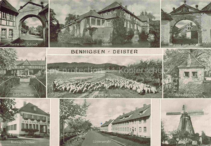 Bennigsen Schloss Schlossbr cke Schlossgraben Schafherde Luederserstr Windmuehle