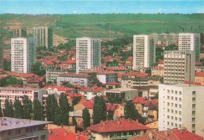 Plewen Plevene BG Stadtpanorama Hochhaeuser Plattenbau Wohnbloecke Altstadt Sozi