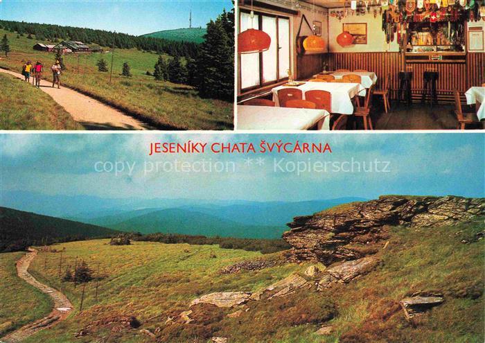 Hruby Jesenik Berglandschaft Wanderweg Almhuette Restaurant Felsen Gebirge Chata