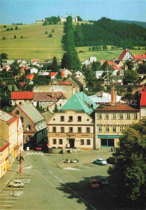 Grulich Sudetengau Kraliky CZ Marktplatz Stadtansicht Hora-Matky-Boží Wallfahrts