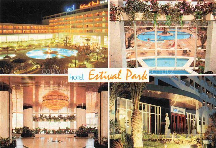 Raco la Pineda Salou ES Hotel-Estival-Park Schwimmbad Pool Hotellobby Nachtaufna