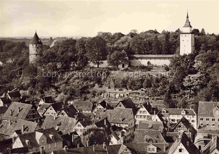BIBERACH Riss BW Stadtmauer Turm Kirche Altstadt Fachwerkhaeuser Daecher