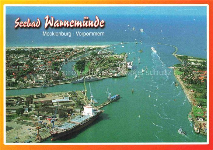 WARNEMueNDE Ostseebad Rostock Hafen Kanal Luftbild Frachtschiff Ostsee Mole Faeh