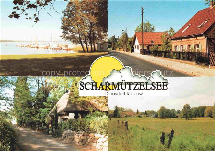 Diensdorf-Radlow Brandenburg Scharmuetzelsee See Segelboote Dorfstrasse Reetdach