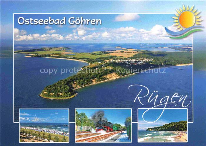 GoeHREN Ostseebad Ruegen Ostseebad Ruegen Luftbild Strand Dampflokomotive Ruege