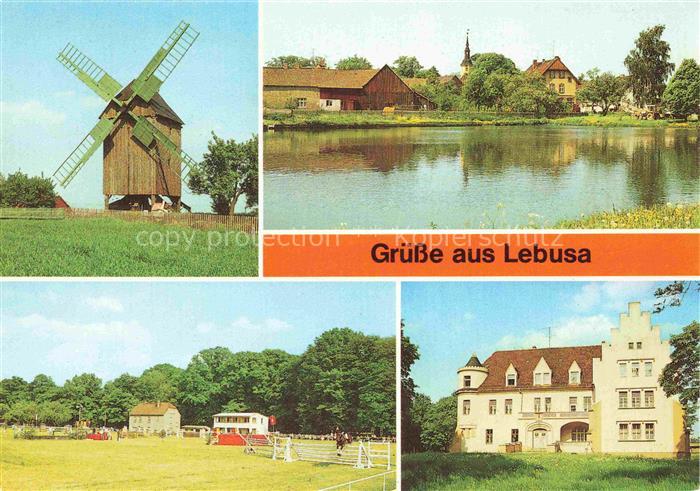 Lebusa Elbe-Elster Brandenburg Bockwindmuehle Teich Kirche Reitplatz Schloss Dor