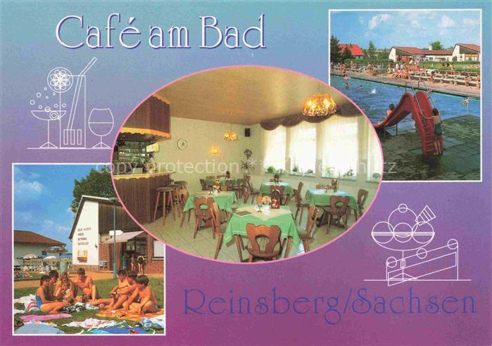 Reinsberg Freiberg Sachsen Café-am-Bad Gaststaette Freibad Schwimmbecken Rutsche