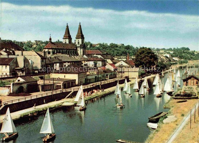 Roudnice nad Labem Raudnitz CZ Labe Elbe Segelboote Kirche Proboštstý-kostel Alt