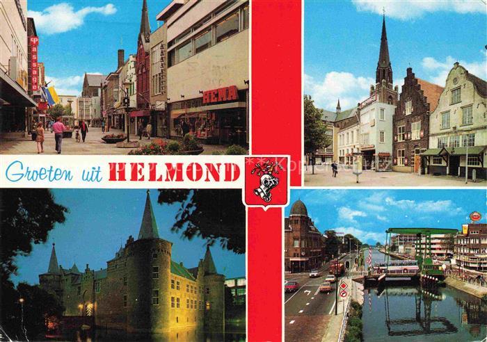 Helmond Noord-Brabant NL Einkaufsstrasse HEMA Kirche Schloss Kanal Stadtansichte
