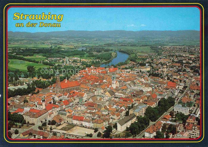 Straubing Donau Altstadt Kirche Fliegeraufnahme Felder Luftbild