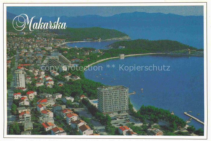 Igrane Makarska Croatia Kueste Adria Bucht Stadtansicht Hotel Strand Berge Luftb