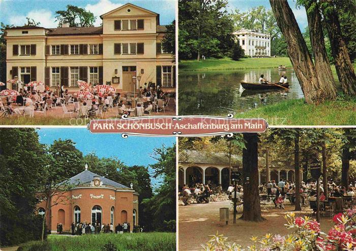 ASCHAFFENBURG Main Bayern Park-Schoenbusch Schloss Teich Ruderboot Pavillon Bier