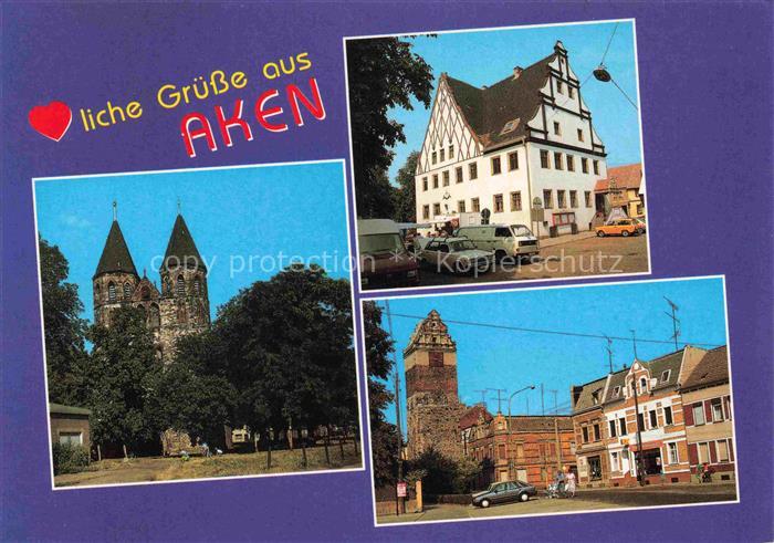 Aken Elbe Sachsen-Anhalt Kirche Rathaus Schuetzenplatz Fachwerkhaus Stadtturm St