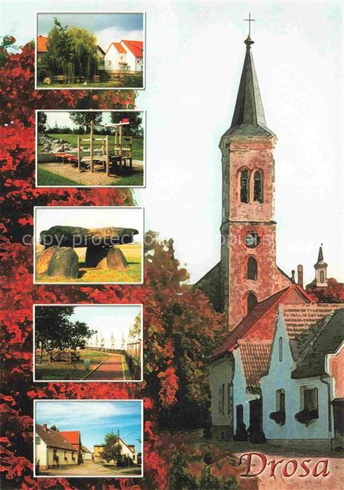 Drosa Sachsen-Anhalt Dorfteich Abenteuerspielplatz Huehnengrab Park Ortsbild Kir