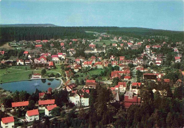 Hahnenklee-Bockswiese Harz Kurpark Teich Dorf Wald Oberharz Luftaufnahme Kirche
