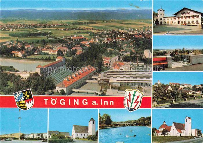 Toeging Inn Bayern Luftbild Wasserschloss Kirche Freibad Gasthof Alu-Werk Mehrb