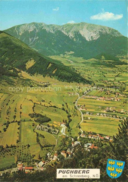 Puchberg Schneeberg Niederoesterreich AT Schneeberg Tal Luftbild Wiesen Dorf Fel