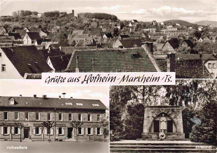 Marxheim Hofheim Taunus Hessen Volksschule Ehrenmal Stadtpanorama Burg Daecher F