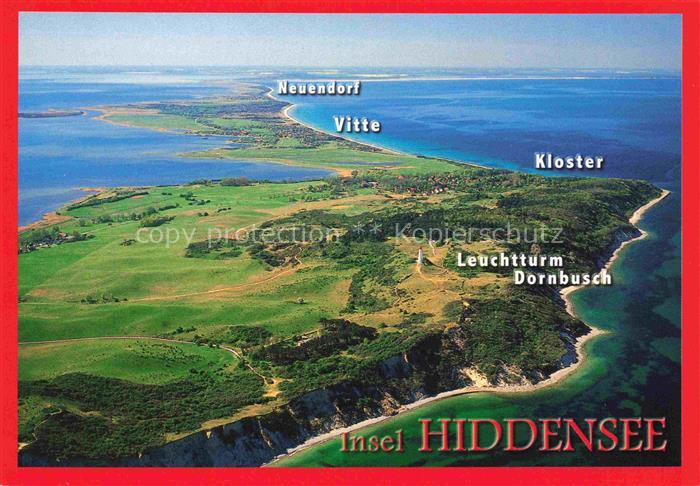 Insel Hiddensee Fliegeraufnahme Insel Ostsee Neuendorf Vitte Kloster Leuchtturm-