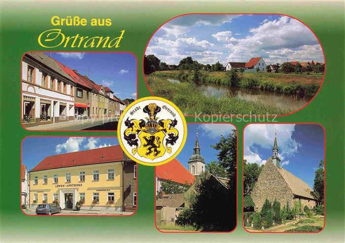 Ortrand Bahnhofstrasse An-der-Pulsnitz Loewen-Apotheke St.-Barbara-Kirche St.-Ja