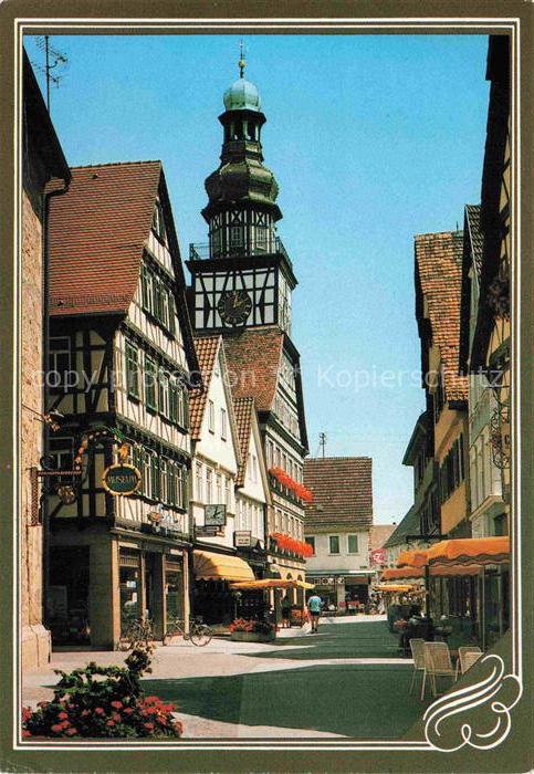 Kirchheim Teck Esslingen BW Fachwerkhaeuser Kirchturm Uhrturm Altstadt Fussgaeng