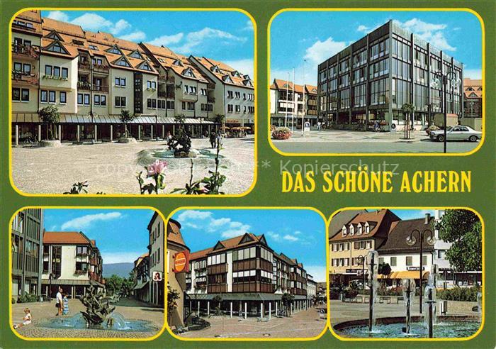 Achern Baden Stadtplatz Brunnen Fussgaengerzone Rathaus Geschaefte Hornisgrinde