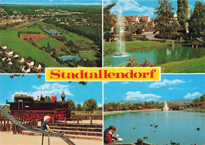 Stadtallendorf Stadt Allendorf Hessen Fliegeraufnahme Park Brunnen Lokomotive Ki