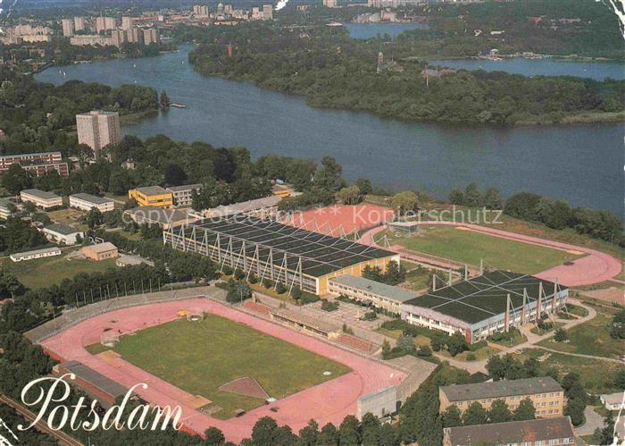 POTSDAM CITY Fliegeraufnahme Stadion Luftschiffhafen Leichtathletikanlage Havels
