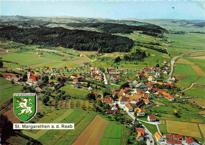 Sankt Margarethen an der Raab Steiermark AT Fliegeraufnahme Dorf Felder Wald Kir