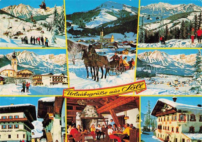 Soell Woergl Wilder Kaiser Tirol AT Wilder-Kaiser Skigebiet Pferdeschlitten Hoch