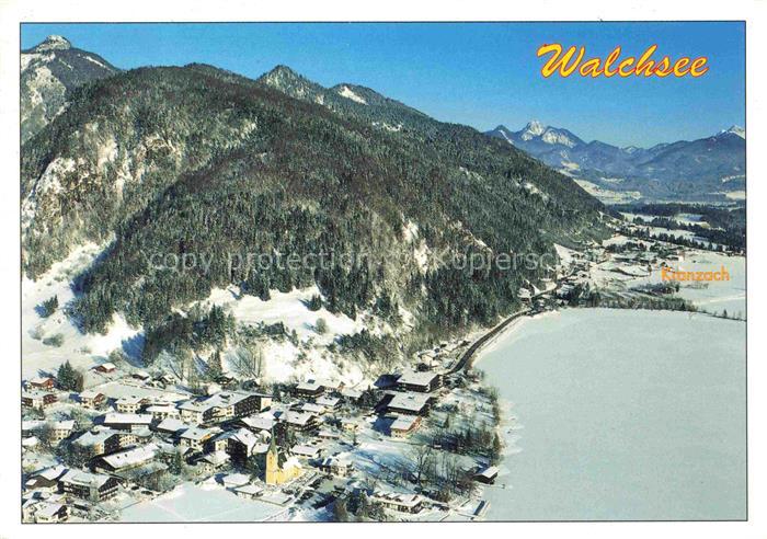 Walchsee Tirol AT Luftbild Walchsee See Kranzach Schnee Winter Bergpanorama Erho