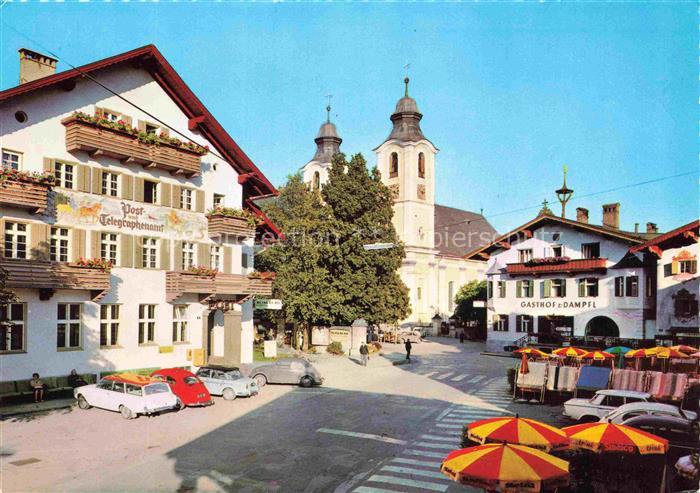 St Johann Tirol AT Hauptplatz Post-Telegraphenamt Kirche Gasthof-Dampfl Marktsch