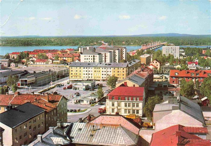 Lulea Norrbottens Lan Sweden Bergnaesbron Stadtansicht Fluss Bruecke Busbahnhof