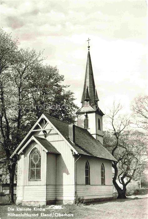 Elend Harz Sachsen-Anhalt Kleinste-Kirche Holzkirche Kirchturm Baeume Hohenluftk